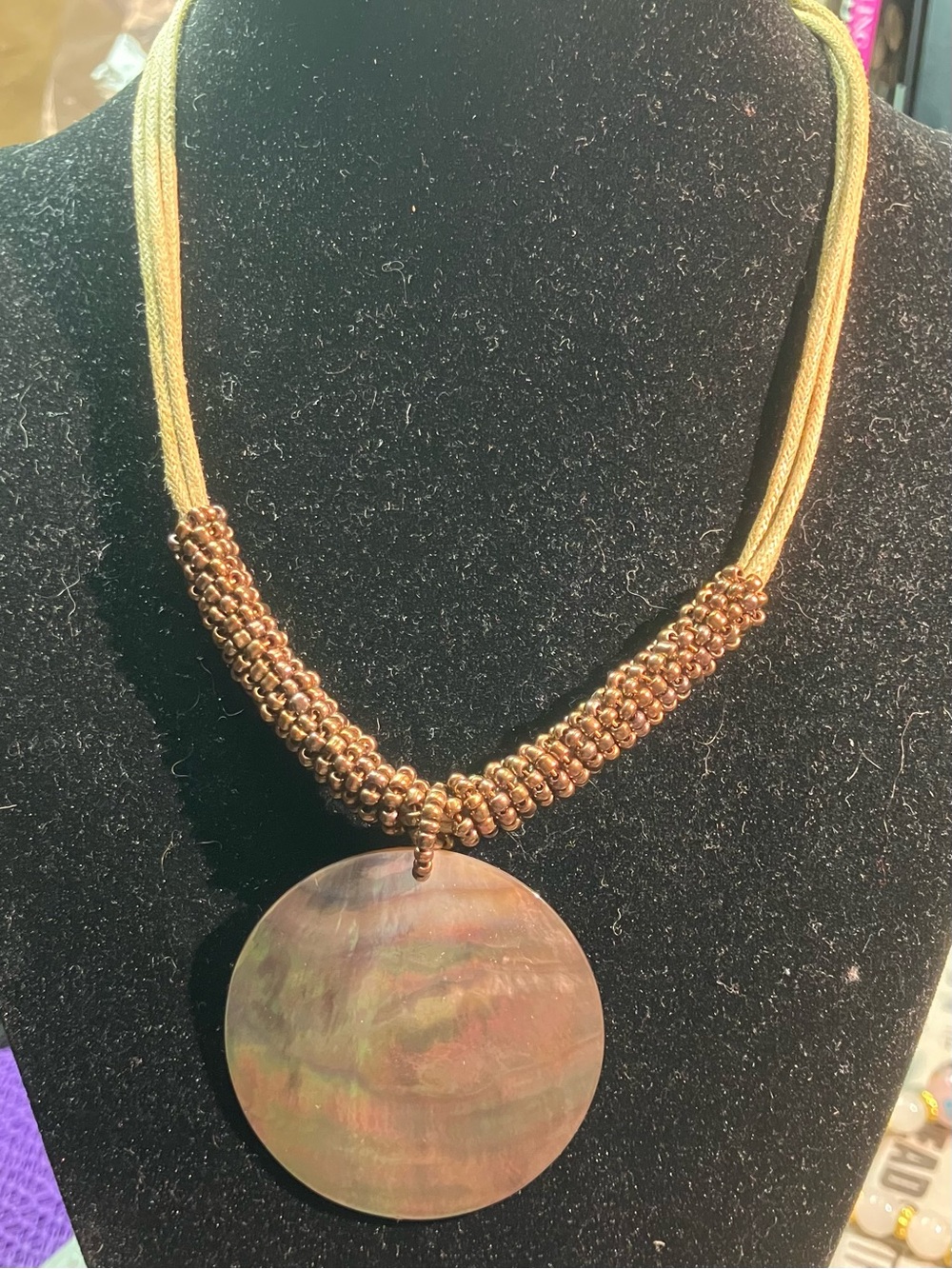 Lia Sophia Harvest Moon Abalone Shell Necklace with earrings